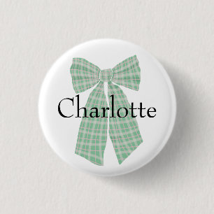 Personalised Gingham Romantic Coquette Bow Blush 3 Cm Round Badge