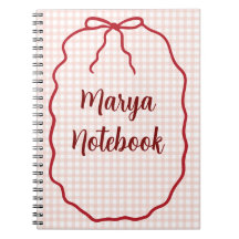 Personalised Gingham Spiral Notebook | Custom Name