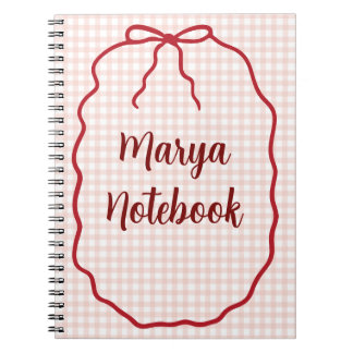 Personalised Gingham Spiral Notebook | Custom Name