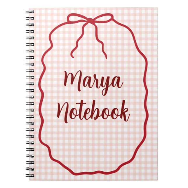 Personalised Gingham Spiral Notebook | Custom Name (Front)