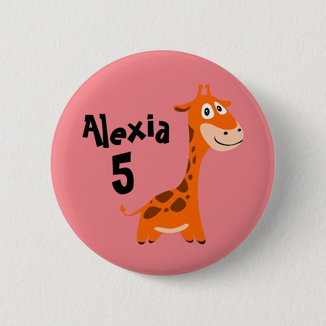 Personalised Giraffe 6 Cm Round Badge (Front)