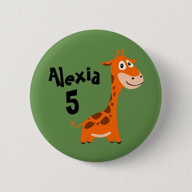 Personalised Giraffe 6 Cm Round Badge (Front)