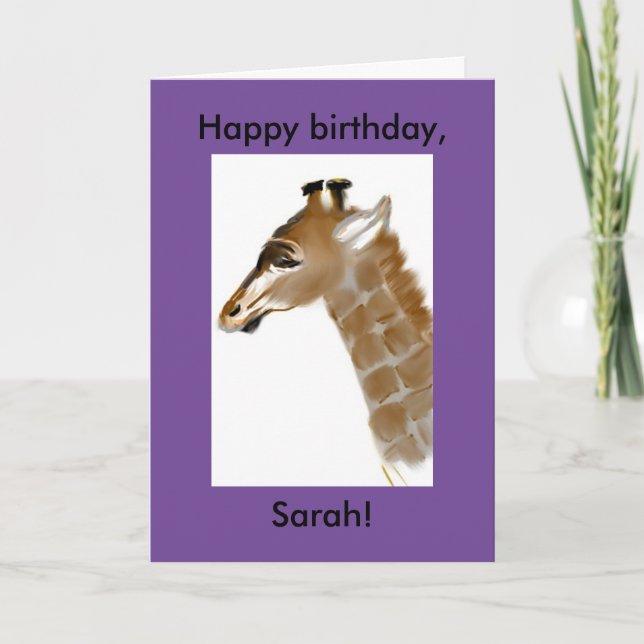 personalised giraffe birthday card (Front)