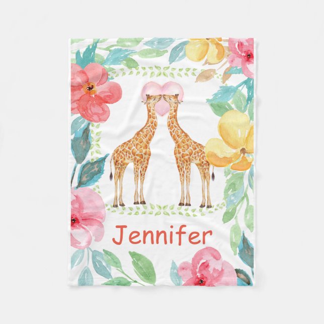 Personalised Giraffe Children's Fleece Blanket (Front)
