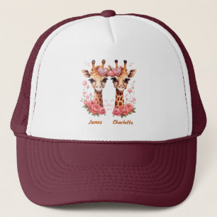 Personalised Giraffe Couple for Valentine's Day Trucker Hat