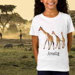 Personalised Giraffe Family T-Shirt<br><div class="desc">Jet off to the African plains with this cute personalised giraffe tee.</div>