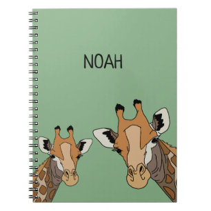 Personalised Giraffe Funny Green Notebook