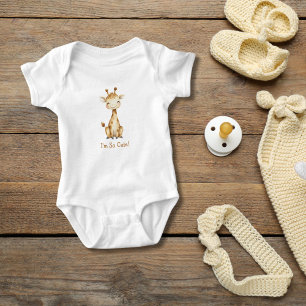 Personalised Giraffe Gender Neutral Cute  Baby Bodysuit