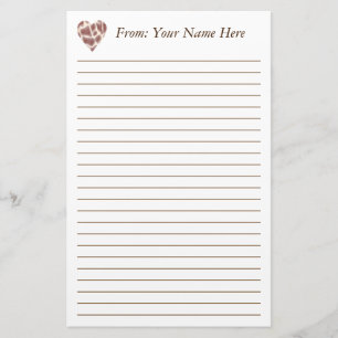 Personalised Giraffe Heart Lined Stationery