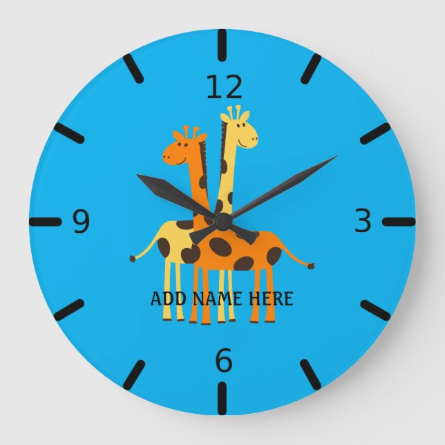 Personalised Giraffe  Large Clock (Front)