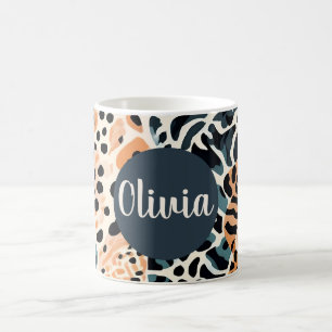 Personalised Giraffe Leopard Animal Print Coffee Mug