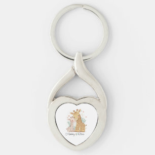 Personalised Giraffe Love Metal Keychain