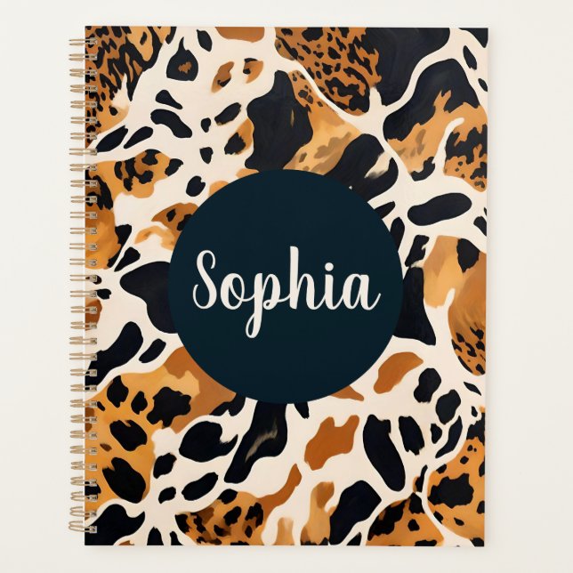 Personalised Giraffe Print Planner (Front)