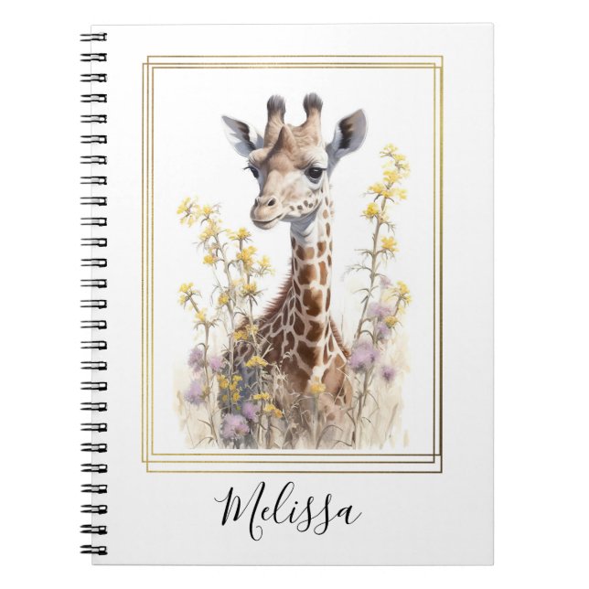 Personalised Giraffe School Office Notebook Gift (Front)