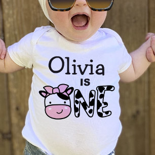 Personalised Girl 1st Birthday Cow T-Shirt