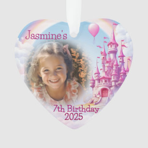 Personalised Girl 7th Birthday Photo Heart Gift Ornament