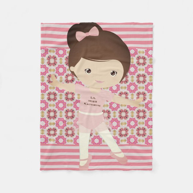Personalised Girl Ballerina Fleece Blanket (Front)
