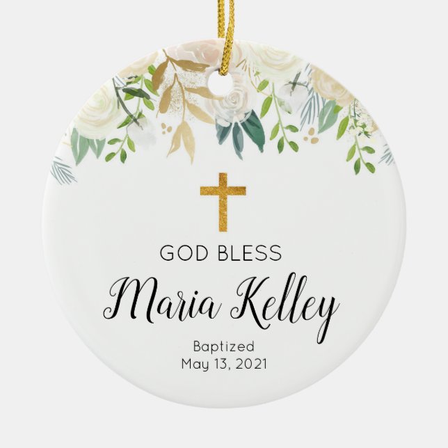 Personalised Girl Baptism Ornament (Front)