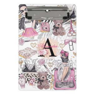Personalised Girl Boss Luxury Illustration Mini Clipboard