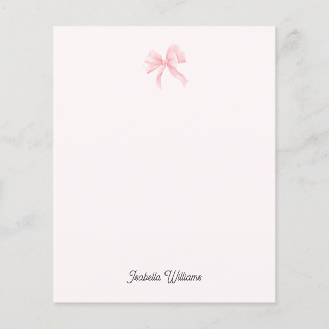 Personalised Girl Coquette Pink Bow Paper (Front)