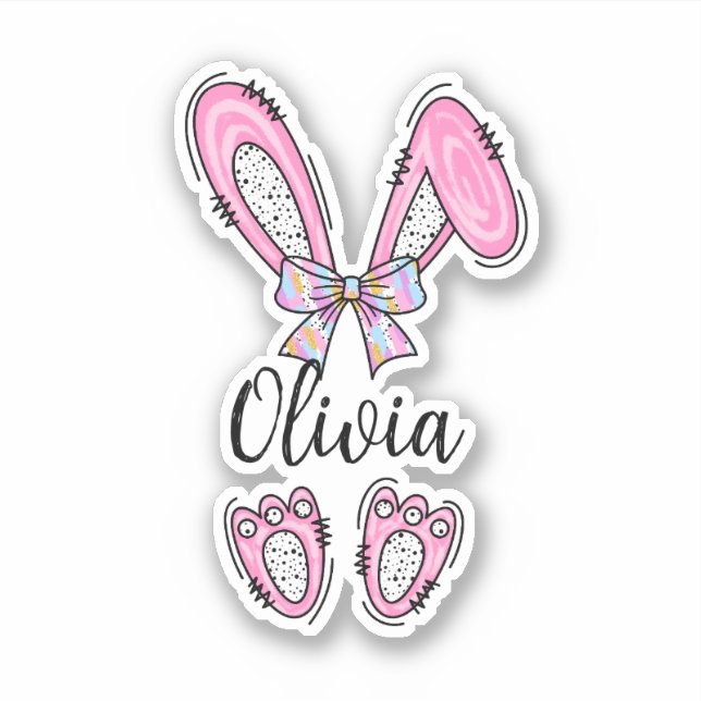 Personalised Girl Easter Bunny Sticker (Front)