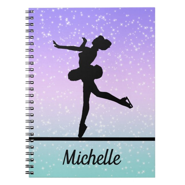 Personalised Girl Figure Skating Sparkle Notebook (Front)