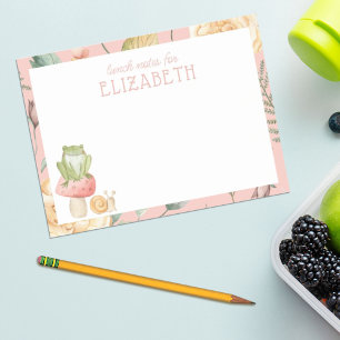 Personalised Girl Floral Woodland Kids Lunch Post-it Notes