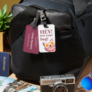 Personalised Girl Funny Cat Luggage Tag