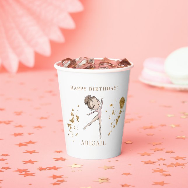 Personalised Girl Gymnastics Birthday Party  Paper Cups (Insitu)