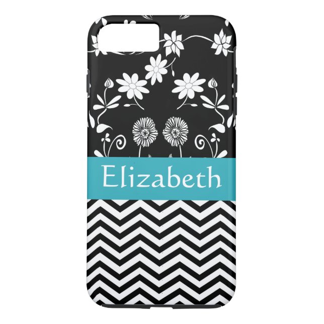 Personalised Girl Mod Daisies & Chevron With Name Case-Mate iPhone Case (Back)