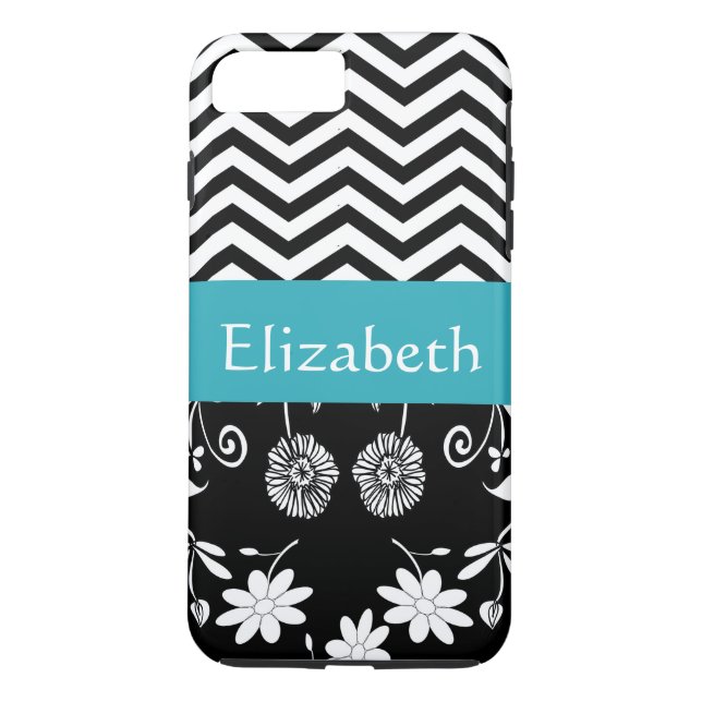 Personalised Girl Mod Daisies & Chevron With Name Case-Mate iPhone Case (Back)