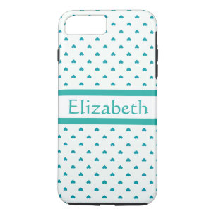 Personalised Girl Mod Teal & White Heart with Name iPhone 8 Plus/7 Plus Case