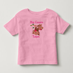 Personalised Girl Monkeys Big Cousin Toddler T-Shirt