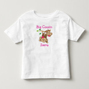 Personalised Girl Monkeys Big Cousin Toddler T-Shirt