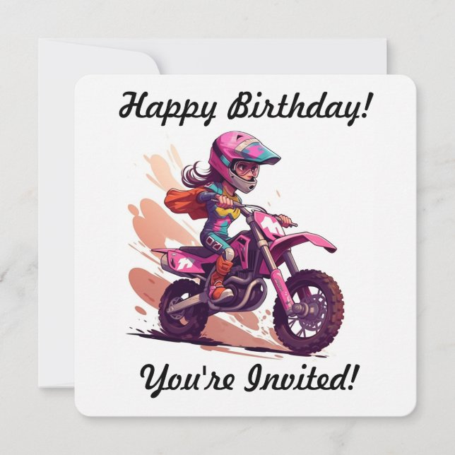 Personalised Girl Motocross Invitation (Front)