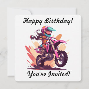 Personalised Girl Motocross Invitation
