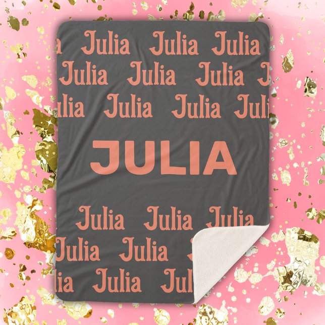 Personalised Girl Name in Salmon | Sherpa Blanket (Creator Uploaded)