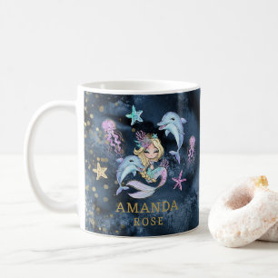 Personalised Girl Name Mermaid Kids Mug