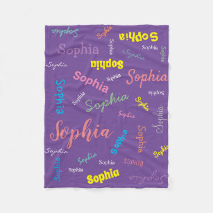 Personalised Girl Name Monogram Purple Cute Fleece Blanket