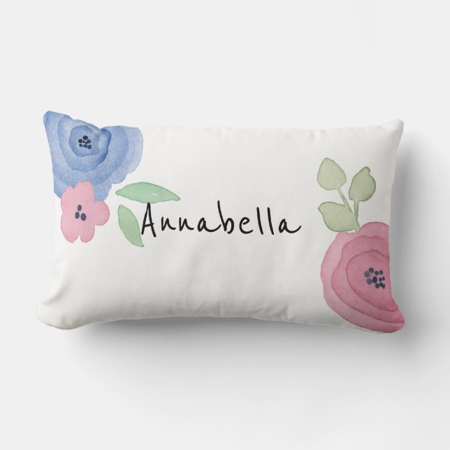 Personalised Girl Pink & Blue Throw Pillow (Front)