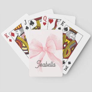 Personalised Girl Pink Bow Playing Cards