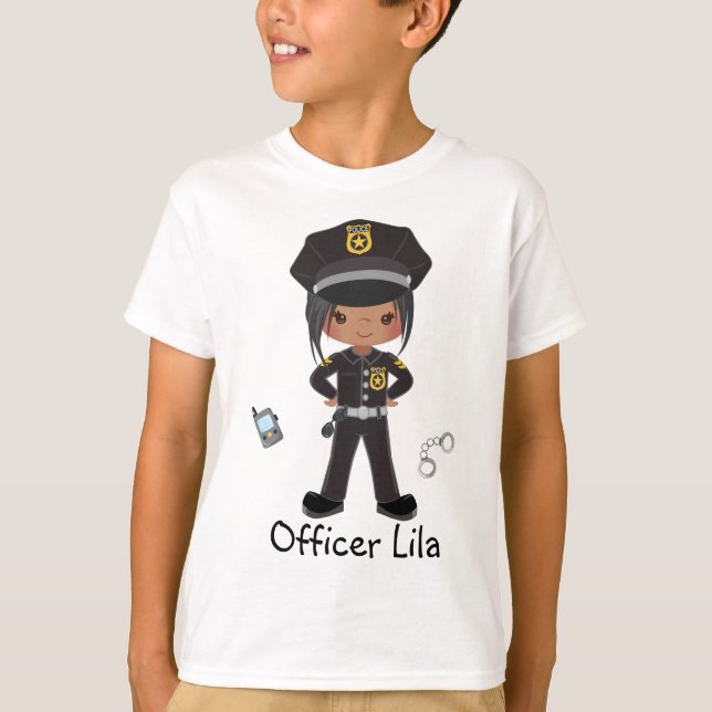 Personalised Girl Police Officer Law Enforcment   T-Shirt (Front)