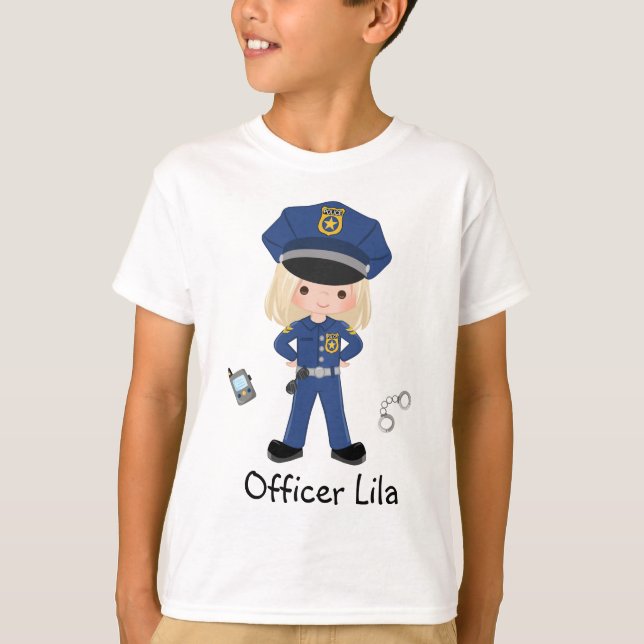 Personalised Girl Police Officer Law Enforcment T-Shirt (Front)