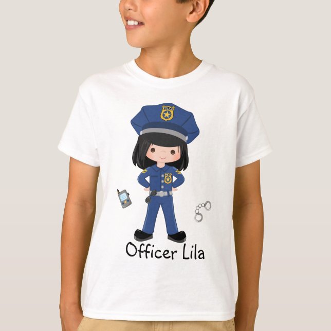 Personalised Girl Police Officer Law Enforcment T-Shirt (Front)