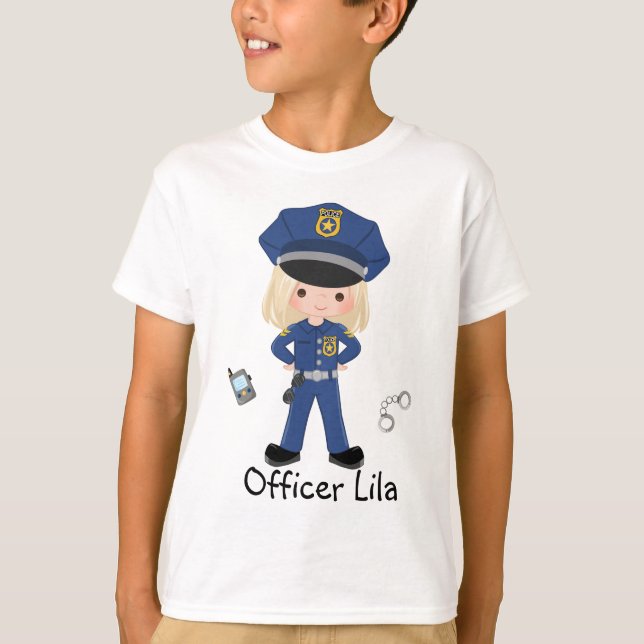 Personalised Girl Police Officer Law Enforcment  T-Shirt (Front)