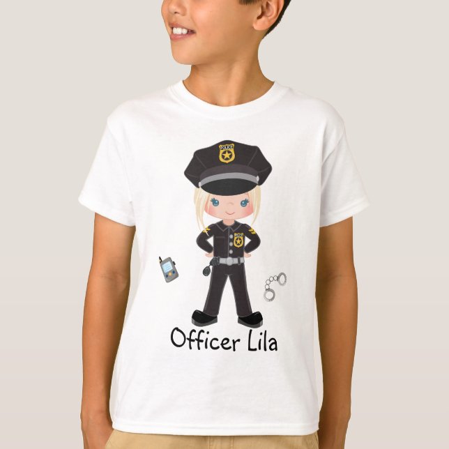Personalised Girl Police Officer Law Enforcment  T T-Shirt (Front)
