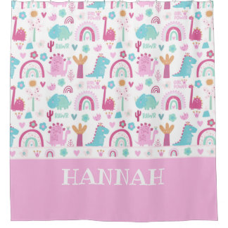 Personalised Girl Power Dinosaur Shower Curtain