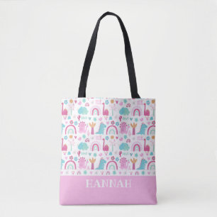 Personalised Girl Power Dinosaur Tote Bag