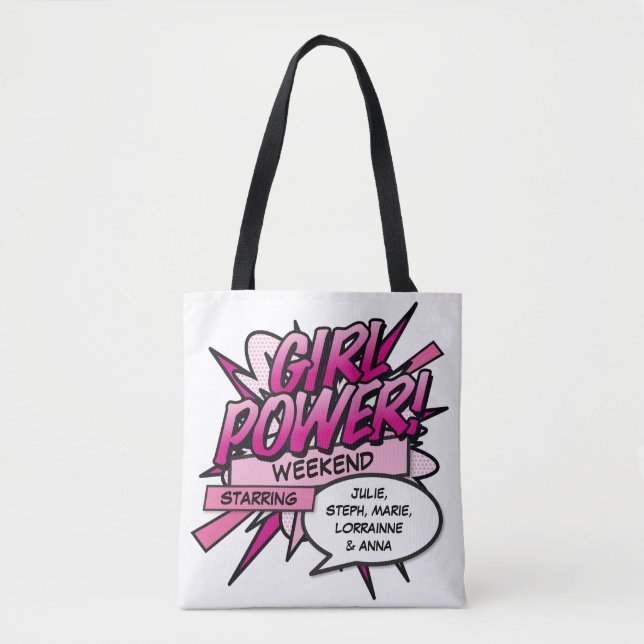 Personalised GIRL POWER Girls Weekend Tote Bag (Front)