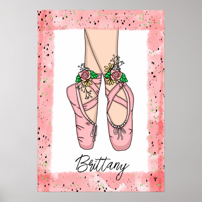 Personalised Girl’s Wall Art Ballet Slippers (Front)